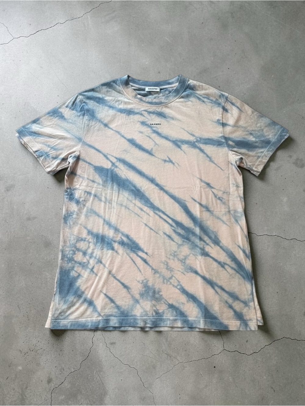 Sandro France Blue & Pink Tie-Dye Short Sleeve Tee, Embroidered, Pastel, Small
